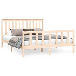 Foto van The living store houten bedframe - massief grenenhout - 205.5 x 166 x 101 cm - geen matras