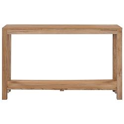 Foto van The living store wandtafel - massief teakhout - 120 x 35 x 75 cm - met schap