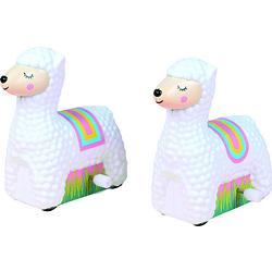 Foto van Fizz creations opwindfiguren racing llamas 10 x 16 cm wit 2 stuks