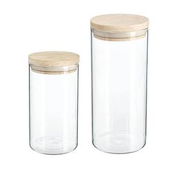 Foto van Set van 8x keuken voorraadbussen/potten glas 1.0 en 1.3 liter inhoud - voorraadpot