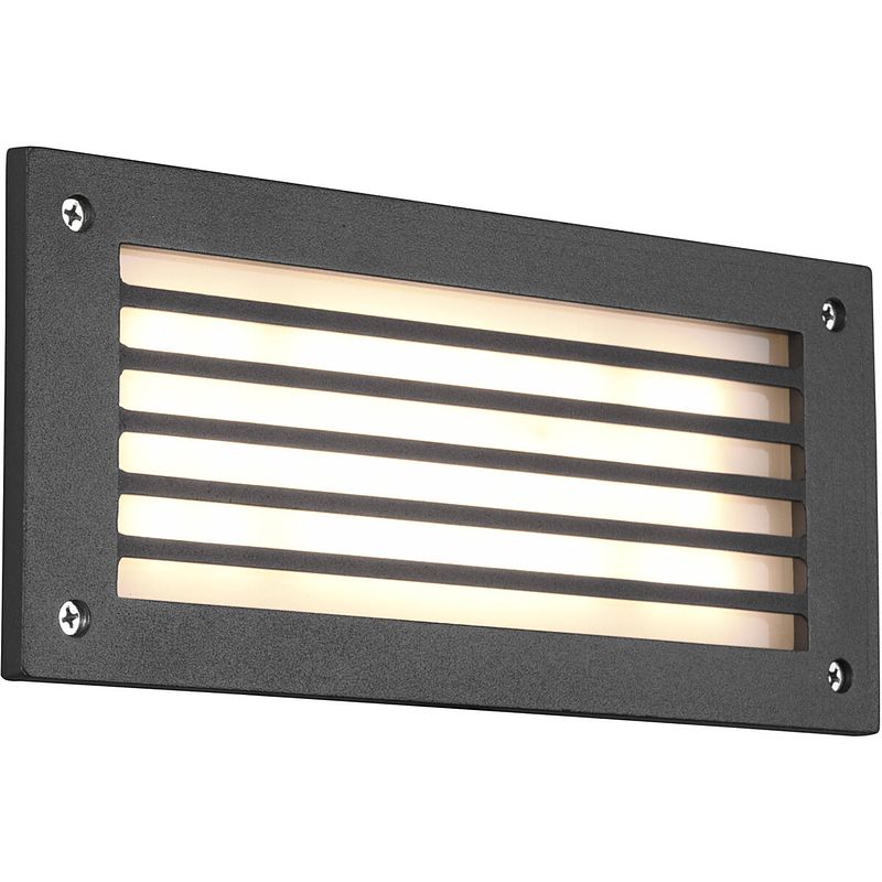 Foto van Led tuinverlichting - wandlamp buitenlamp - trion hertom - 9w - warm wit 3000k - rechthoek - mat antraciet - aluminium