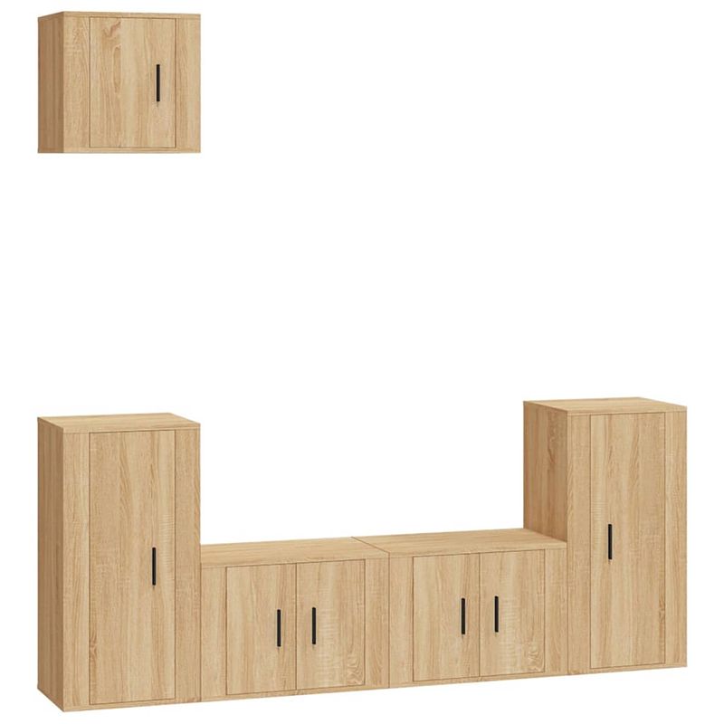 Foto van The living store tv-meubelset - sonoma eiken - 2x 57x34.5x40cm - 2x 40x34.5x80cm - 1x 40x34.5x40cm