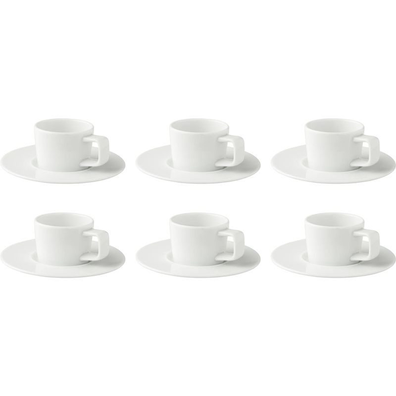 Foto van Palmer espressokop en schotel white delight 7 cl - 13 cm wit porselein 6 stuk(s)