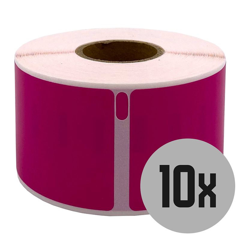 Foto van Dula dymo compatible labels - roze - 99012 - s0722400 - adresetiketten - 10 rollen - 36 x 89 mm - 260 labels per rol