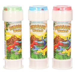 Foto van 3x dinosaurus bellenblaas flesjes met bal spelletje in dop 60 ml voor kinderen - bellenblaas