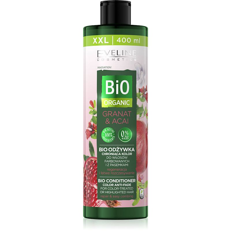 Foto van Eveline cosmetics bio organic conditioner color anti-fade granat & acai 400ml.