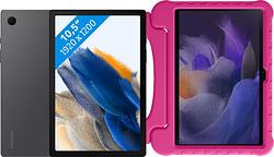 Foto van Samsung galaxy tab a8 128gb wifi + 4g grijs + just in case kids cover roze