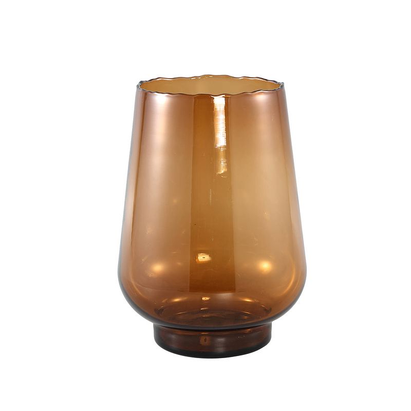 Foto van Ptmd dexa brown glass vase straight round l