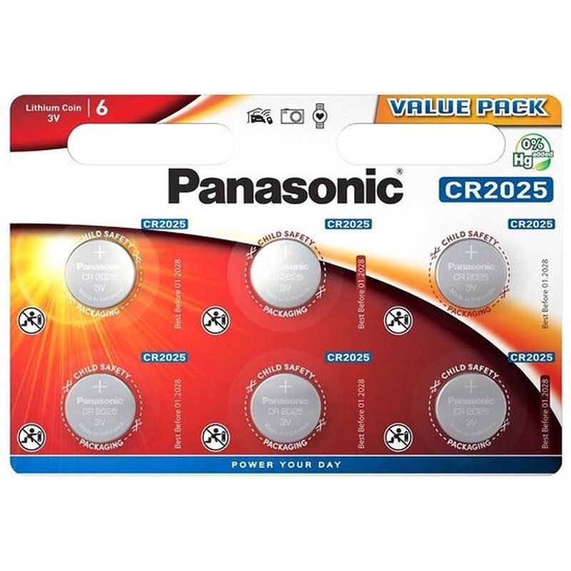 Foto van Tecxus cr2025 p 6-bl panasonic single-use battery lithium 3 v