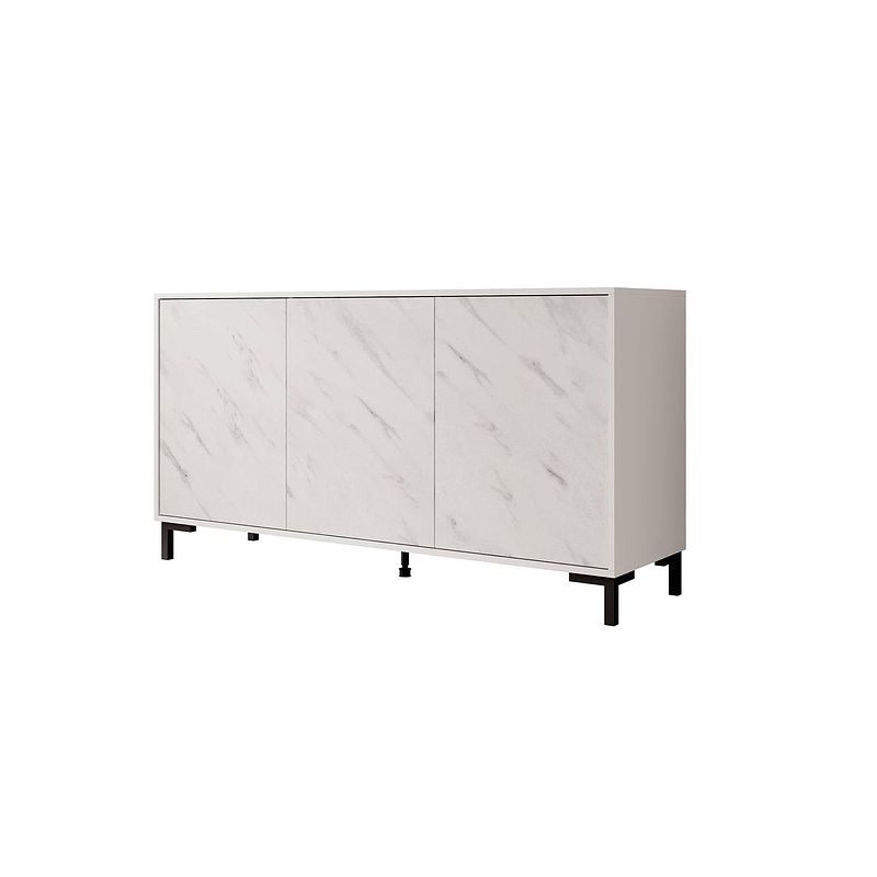 Foto van Meubella dressoir masimo - wit mamer - 150 cm