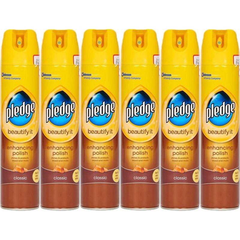 Foto van Pledge classic spray wood - 6 x 250ml - voordeelverpakking