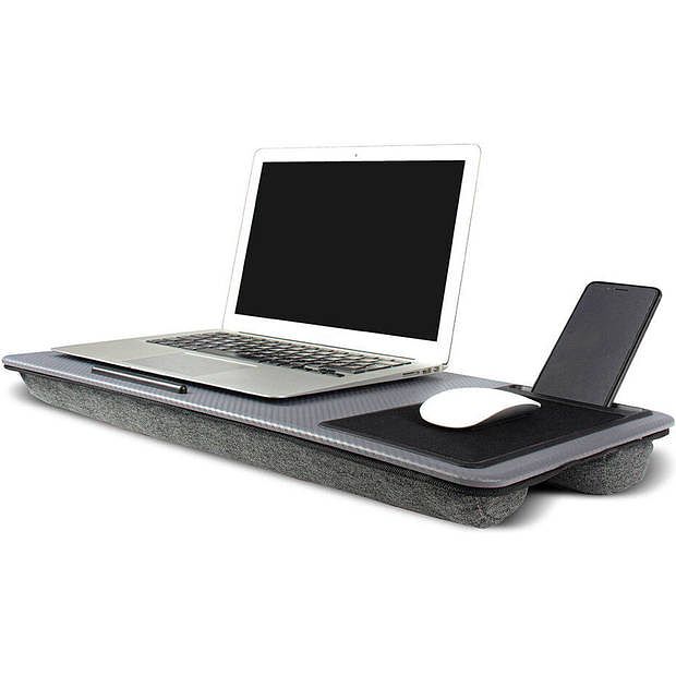 Foto van Ingenious gifting - laptoptafel multifuctioneel - schootbureau - muismat en telefoonhouder - carbon
