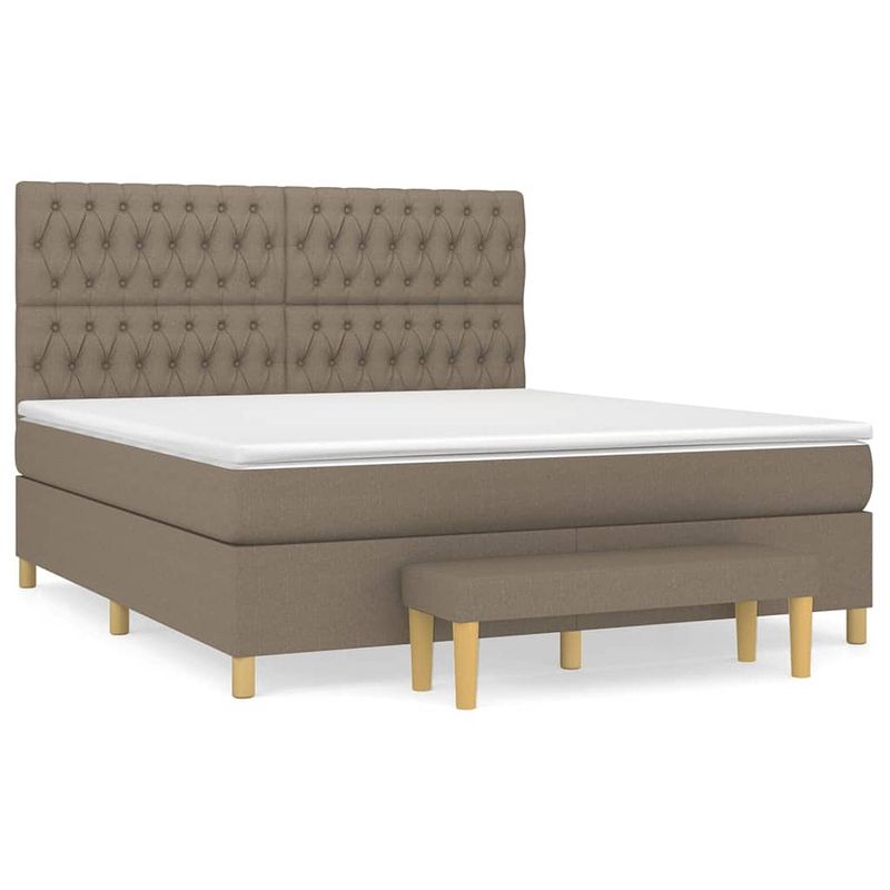 Foto van The living store boxspringbed - comfort - bed en matras - 203 x 180 x 118/128 cm - taupe