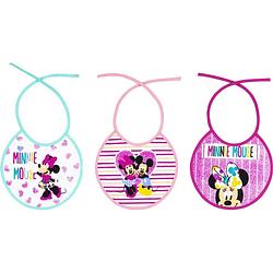 Foto van Disney slabbetjes minnie mouse 25 cm katoen roze/blauw 3 stuks