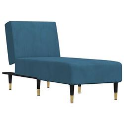 Foto van The living store chaise longue - verstelbaar - blauw - 55 x 140 x 70 cm - fluweel