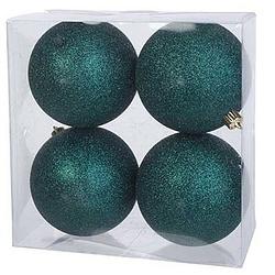 Foto van 12x petrol blauwe glitter kerstballen 10 cm kunststof - kerstbal