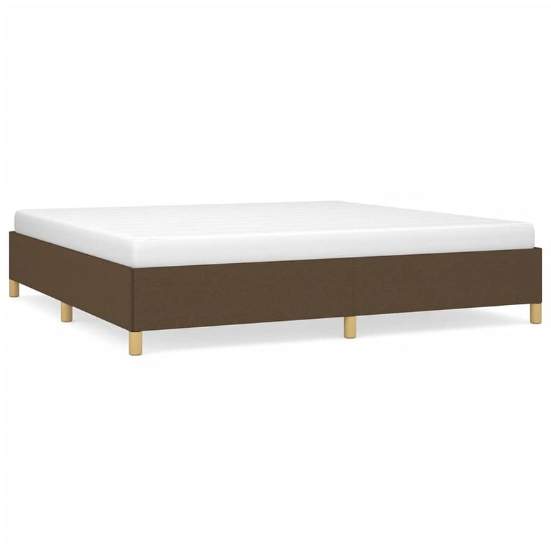 Foto van The living store bedframe - donkerbruin - 203x203x35 cm - stof/multiplex - geschikt voor 200x200 cm matras