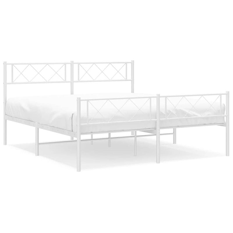 Foto van Vidaxl bedframe met hoofd- en voeteneinde metaal wit 160x200 cm