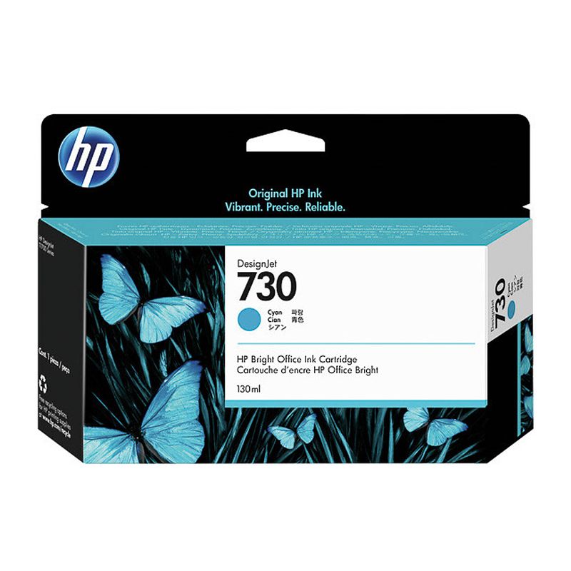 Foto van P2v62a hp 730 dnj ink cyan st 130ml