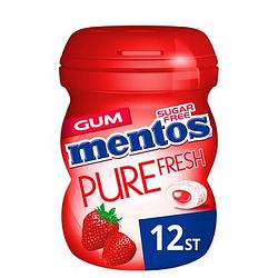 Foto van Mentos strawberry aardbei kauwgom fruit suikervrij pot 12 stuks pure fresh bij jumbo