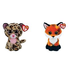 Foto van Ty - knuffel - beanie boo'ss - livvie leopard & fox