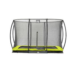 Foto van Exit silhouette verlaagde trampoline met veiligheidsnet rechthoekig - 244 x 366 cm - limegroen