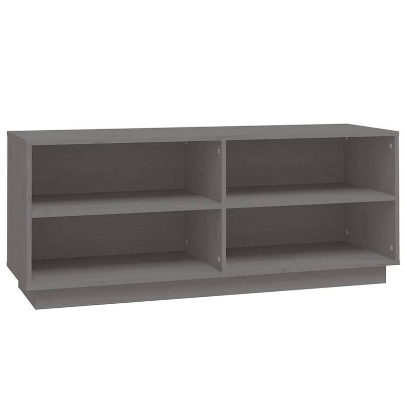 Foto van The living store schoenenkast houten - 110 x 34 x 45 cm - grijs - massief grenenhout