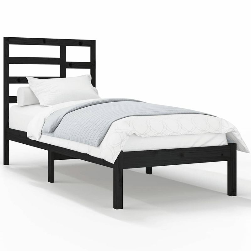 Foto van Vidaxl bedframe massief hout zwart 100x200 cm