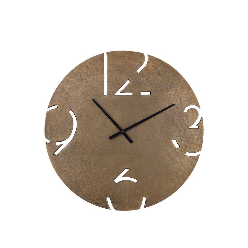 Foto van Ptmd zafrina brass alu round clock cutout numbers s