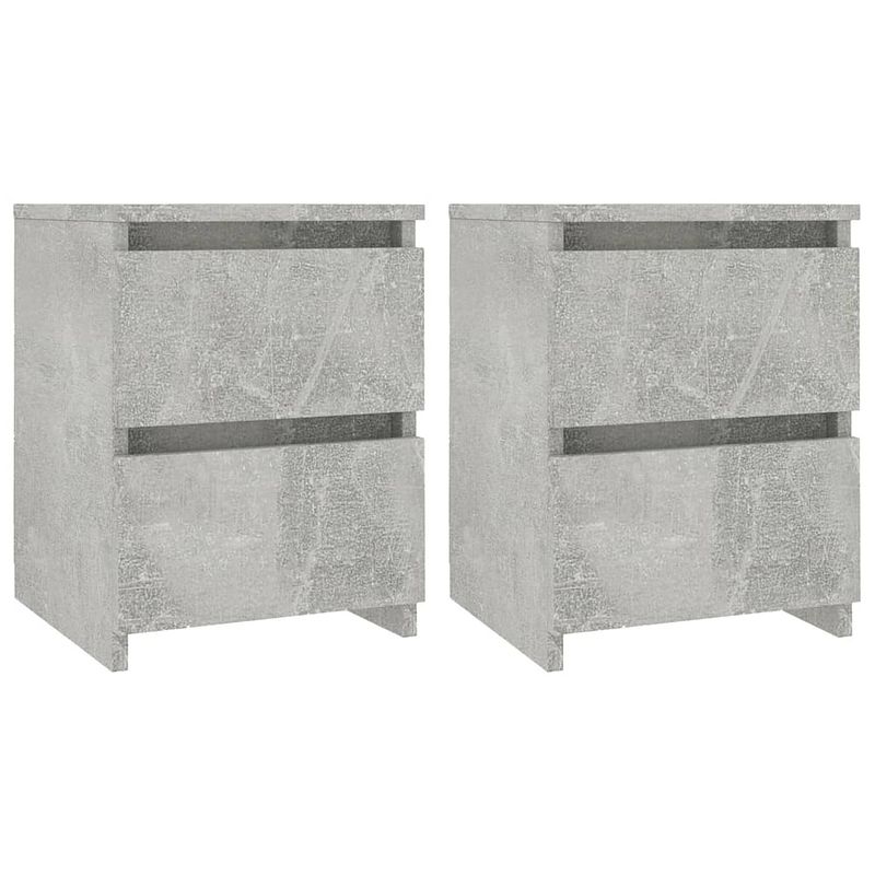 Foto van The living store nachtkastjes 2 st 30x30x40 cm bewerkt hout betongrijs - kast