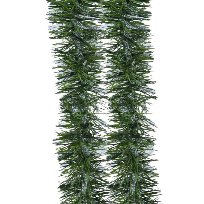 Foto van Decoris folieslinger - 2x - groen/transparant - 270 x 7,5 cm - kerstslingers