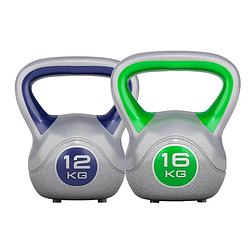 Foto van Gorilla sports kettlebell set - kunststof trendy - 12 kg & 16 kg - set van 2