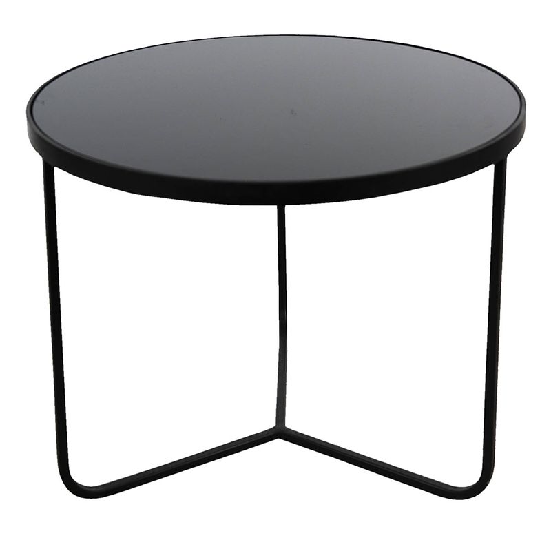 Foto van Clayre & eef bijzettafel ø 60*45 cm zwart aluminium rond side table tafeltje zwart side table tafeltje