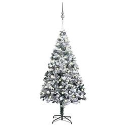 Foto van Vidaxl kunstkerstboom met led's en kerstballen 210 cm pvc groen