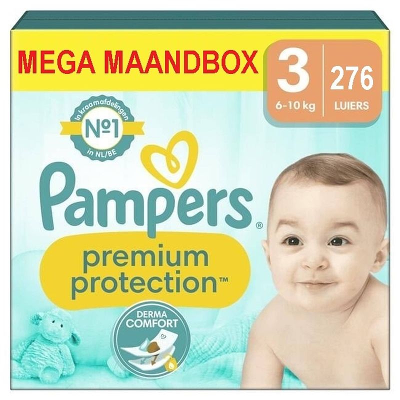 Foto van Pampers - premium protection - maat 3 - mega maandbox - 276 luiers - 6/10 kg