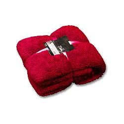 Foto van Unique living teddy fleece plaid - fleece polyester - 150x200 cm - red