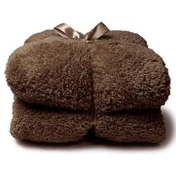 Foto van Droomtextiel teddy plaid coconut bruin 150 x 200 cm - teddy deken - super zacht - warm en donzig - bank plaid