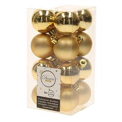 Foto van 32x kunststof kerstballen glanzend/mat goud 4 cm kerstboom versiering/decoratie - kerstbal