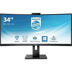 Foto van Philips 346p1crh lcd-monitor 86.4 cm (34 inch) energielabel g (a - g) 3440 x 1440 pixel wqhd 4 ms rj45, hoofdtelefoonaansluiting va led