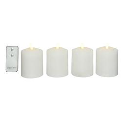 Foto van Lumineo led kaarsen set - 4x stuks - wit - kerkkaarsen - led kaarsen