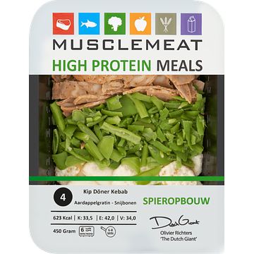 Foto van Muscle meat high protein meals kip doner kebab aardappelgratin snijbonen spieropbouw 450g bij jumbo