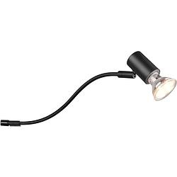 Foto van Led wandlamp - wandverlichting - spatwaterdicht ip44 - trion giano - gu10 fitting - rond - mat zwart - aluminium