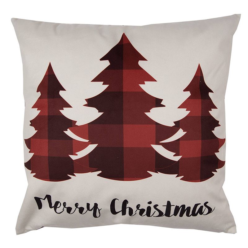 Foto van Haes deco - kerst kussenhoes 45x45 cm - rood - collectie: traditional x-mas - sierkussen, kussenhoes