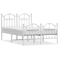 Foto van Vidaxl bedframe met hoofd- en voeteneinde metaal wit 120 x 190 cm