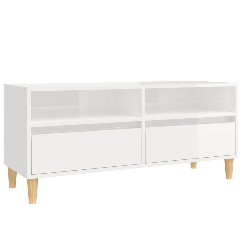 Foto van The living store klassieke tv-kast - 100 x 34.5 x 44.5 cm - hoogglans wit