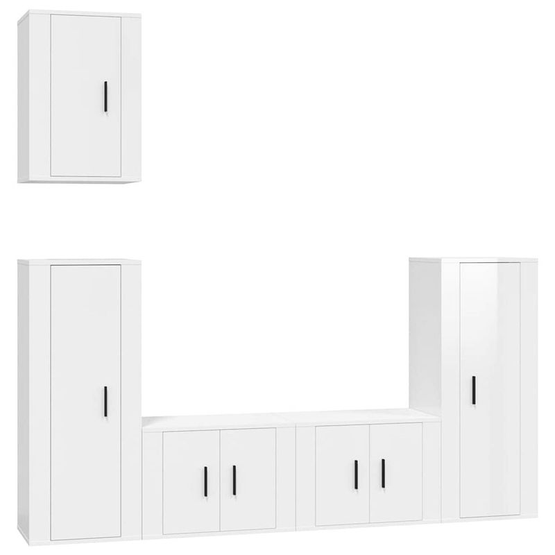 Foto van The living store tv-meubel set - 2x 57x34.5x40 cm - 2x 40x34.5x100 cm - 1x 40x34.5x60 cm - hoogglans wit