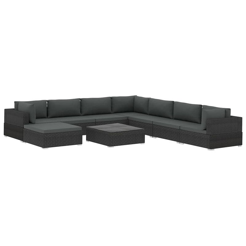 Foto van Infiori 9-delige loungeset met kussens poly rattan zwart