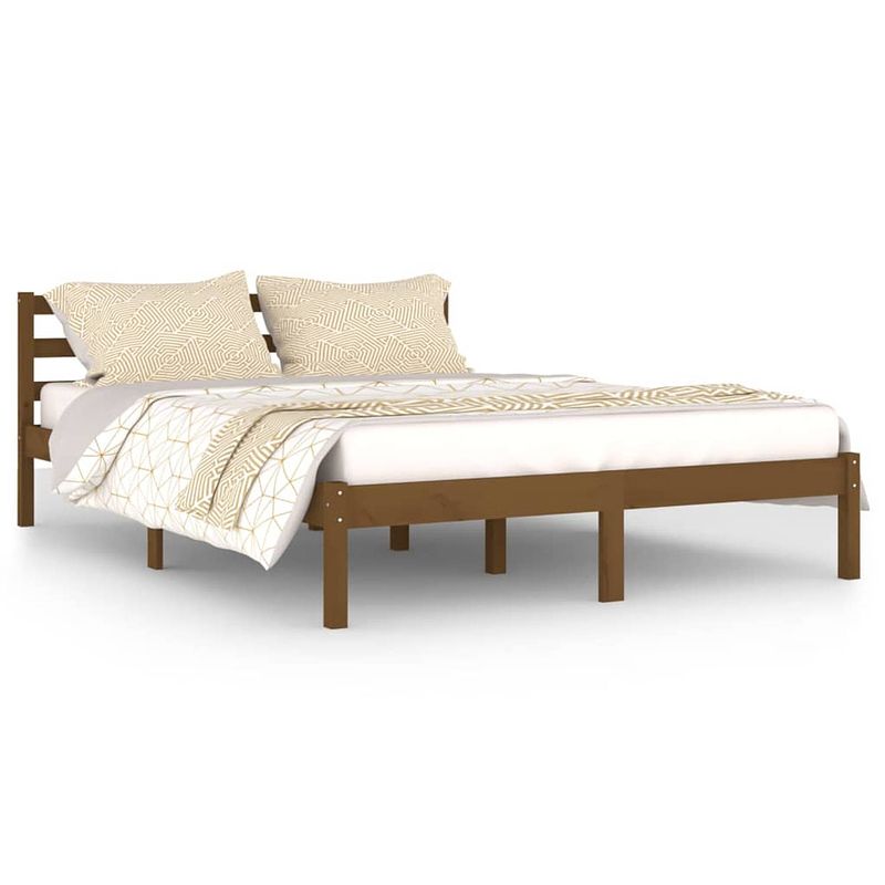 Foto van The living store houten bedframe - moderne slaapkamer - 140 x 200 cm - honingbruin