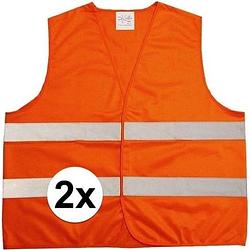 Foto van 2x oranje veiligheidsvest voor volwassenen - reflecterend vest