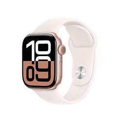 Foto van Apple watch series 10 gps 42mm aluminium case met light blush sport band - m/l smartwatch roze